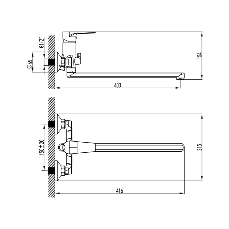 Смеситель LIRI Ø35 для ванны излив прямой 350мм дивертор встроенный картриджный CORSO (DF-2C240C) (9632210) - 2