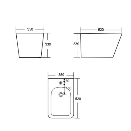 Біде підвісне Qtap Tern 520x350x330 мм, Anthracite QT17551303GAN - 2