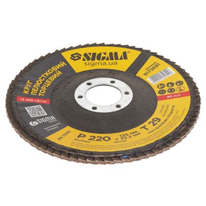 Круг лепестковый торцевой Т29 (конический) Ø125мм P220 Sigma (9172691) - 3