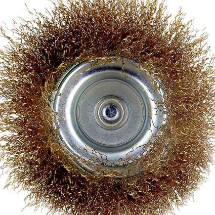 Щетка проволочная чашеобразная Ø100мм хвостовик Ø6мм (латунированная) Sigma (9015101) - 4