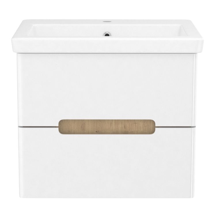 PUERTA комплект мебели 60см белый: тумба подвесная, 2 ящика + умывальник накладной арт 13-16-016 - 3