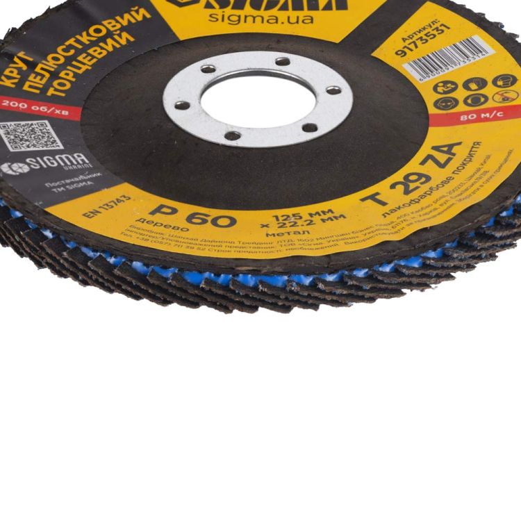 Круг лепестковый торцевой Т29 (конический) ZA Ø125мм P60 Sigma (9173531) - 5