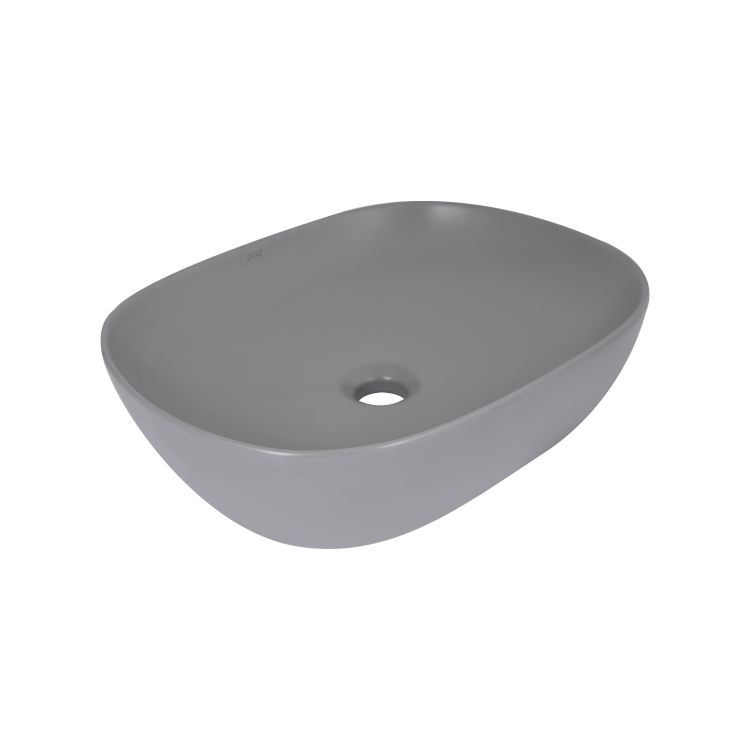 Раковина накладна Qtap Aquarius 470x380x120 мм, Stone grey, прямокутна, з донним клапаном QTAQA188SG49780 - 1