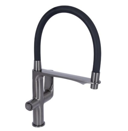 Змішувач д/кухонної мийки Vlasta QTVLA364GMB45649 Gun New з гнуч.вилив.з підключ.д/питної води Q-tap - 1