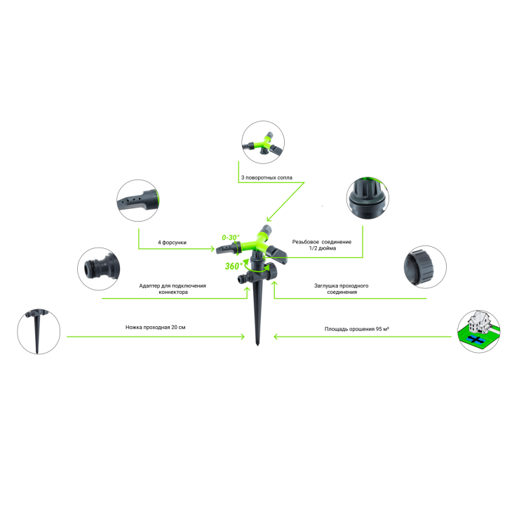 Дождеватель Presto-PS ороситель круговой Луч (8105G) - 2