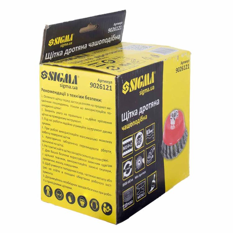 Щітка дротяна чашевидних Ø125мм М14×2мм (сталевий витий) Sigma (9026121) - 8