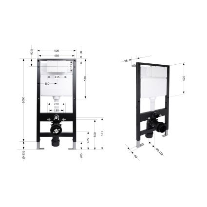 Інсталяція для підвісного унітазу Qtap Standard 1120/1320x500x160/220 мм, 18/23 см, QTSTD159BL49467 - 2