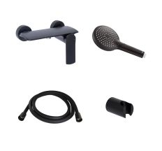 Акційний набір Qtap: Змішувач для душу Slavonice QTSLA266BLM45908+Лійка Rucni QTRUCA120O3KBB+Шланг Hadice QTHADPVCSQ160B+Тримач QT829910842854OB