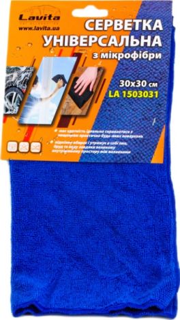 Салфетка уни.30смх30см микрофиб.синяя(LA 1503031)LAVITA - 1