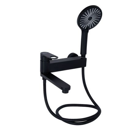 Смеситель для ванны Qtap Jay с поворотным изливом (с душевым гарнитуром) QTJAY260BLM45548 Black Matt - 1
