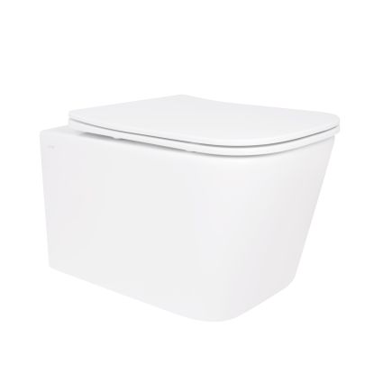 Унітаз підвісний Crow Rimless 485х340х330 мм, White, з сидінням Slim Duroplast/ Soft-close/ Quick Release QT05335171RW Qtap - 1