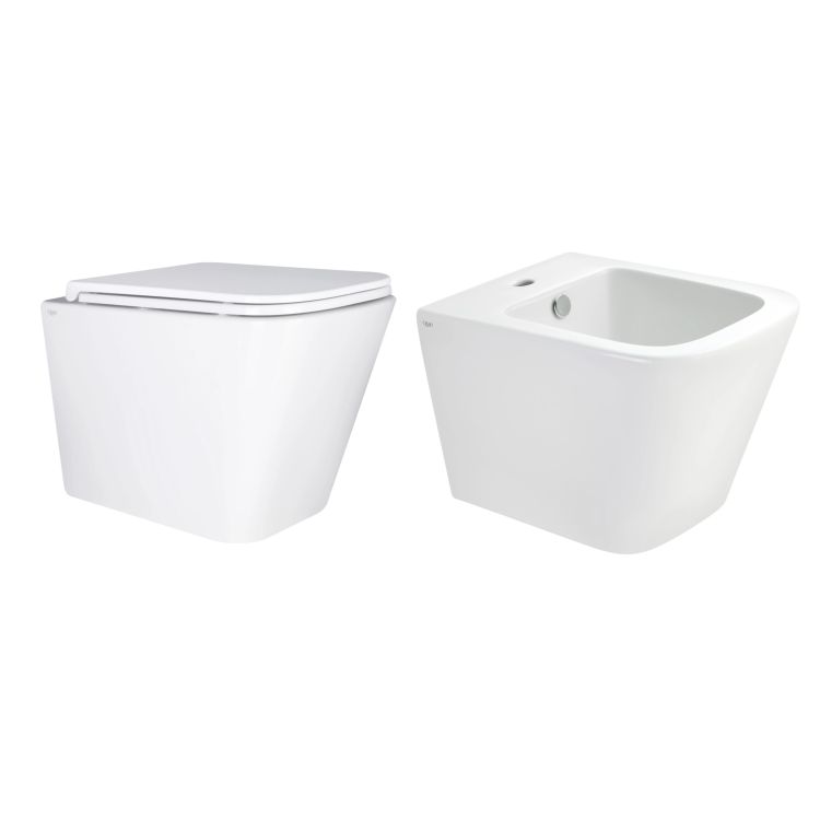 Комплект Qtap Tern 2 в 1: подвесной унитаз Ultra Quiet + биде подвесное - 1