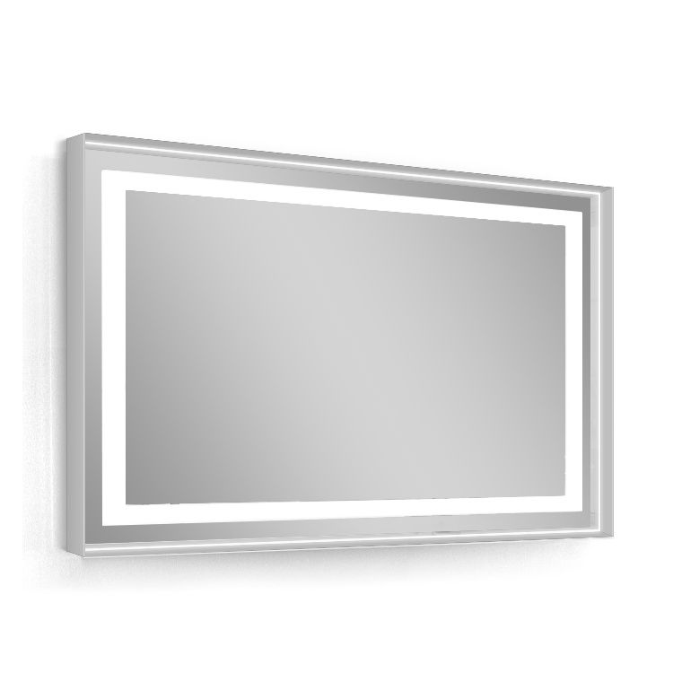 Зеркало 80*60см, в алюминиевой раме, с подсветкой, с подогревом, цвет белый (мебель под умывальник VERITY LINE) - 1