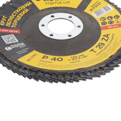 Круг лепестковый торцевой Т29 (конический) ZA Ø125мм P40 Sigma (9173521) - 5