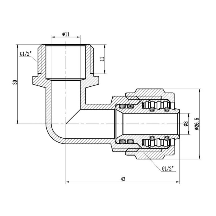 Коліно металопл 16х1/2з Forte SF175W1615 - 2