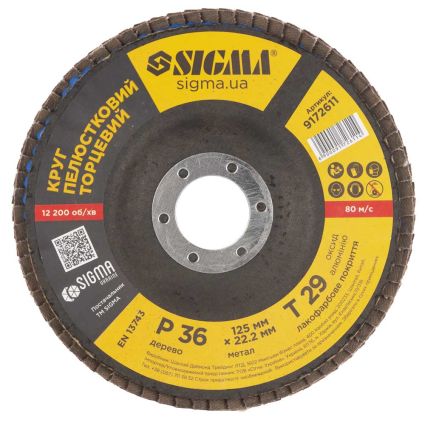 Круг пелюстковий торцевій Т29 (конічний) Ø125мм P36 Sigma (9172611) - 2