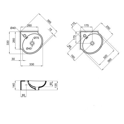 Раковина Qtap Leo 390x365x130 White QT11115010WN - 2