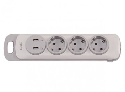 Л 4331 Колодка третью с/з с кнопкой + USB LUXEL NOTA - 1