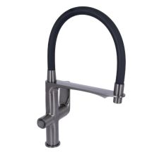 Змішувач д/кухонної мийки Vlasta QTVLA364GMB45649 Gun New з гнуч.вилив.з підключ.д/питної води Q-tap