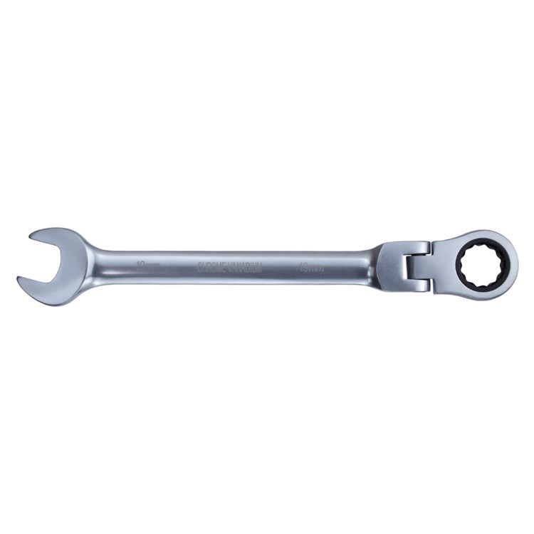 Ключ рожково-накидной трещоточный с шарниром 19мм CrV satine Sigma (6022691) - 2