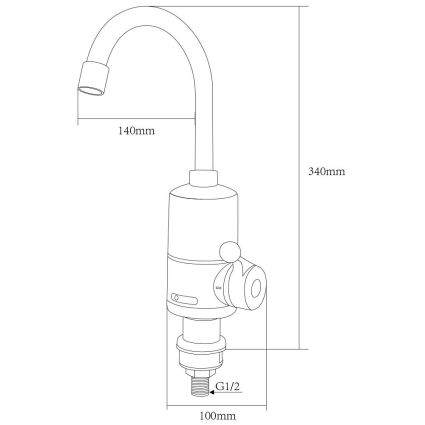 Кран-водонагреватель проточный NZ 3.0кВт 0,4-5бар для кухни гусак ухо на гайке с дисплеем AQUATICA (NZ-6B142W) - 3