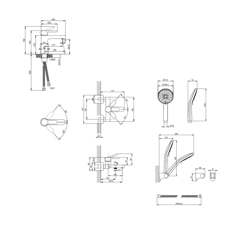 Акційний набір Lidz: Astra 001F Змішувач для раковини LDAST001FCRM48085 + Astra 006 Змішувач для ванни (з душовим гарнітуром) LDAST006CRM48087 - 2