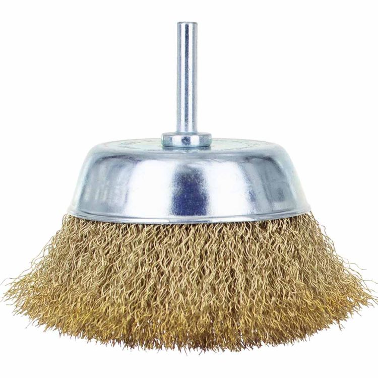 Щетка проволочная чашеобразная Ø100мм хвостовик Ø6мм (латунированная) Sigma (9015101) - 2