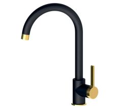 Смеситель д/кухонной мойки 1537.110126 Mora высокий, черный с золотом Volle