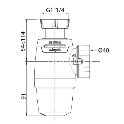 Сифон для раковины Neo Air 1¼&amp;quot;×Ø40мм с отводом WIRQUIN (9541356) - 2