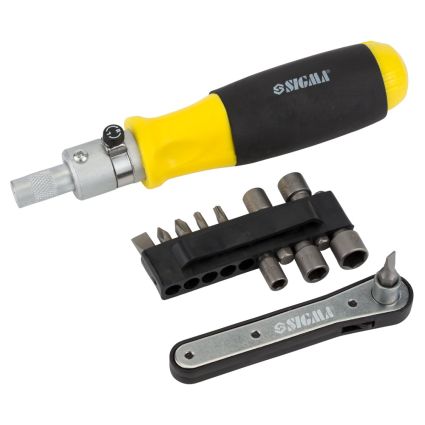 Отвертка с реверсом + трещотка + биты 11шт CrV Sigma (4001131) - 1