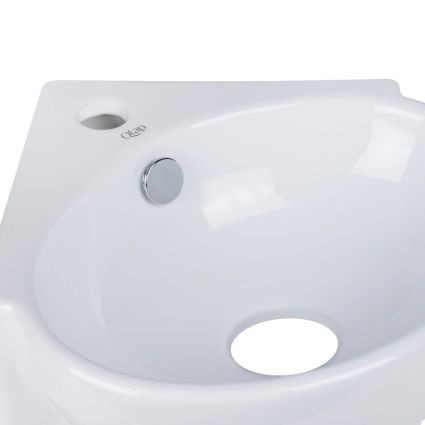 Комплект Qtap Leo N: Раковина підвісна угловая овальна 380x360x130 мм WHITE + Донний клапан PU02O - 4