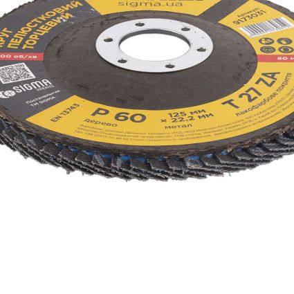 Круг пелюстковий торцевій Т27 (прямий) ZA Ø125мм Р60 Sigma (9173031) - 6