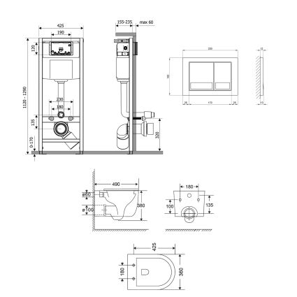 Комплект: Qtap Taurus Ultra Quiet подвесной унитаз QT2433084EUQW + Nest комплект установки 4в1 (Клавиша квадратная Satin) QT0133M425 + QT0111M06029SAT - 2
