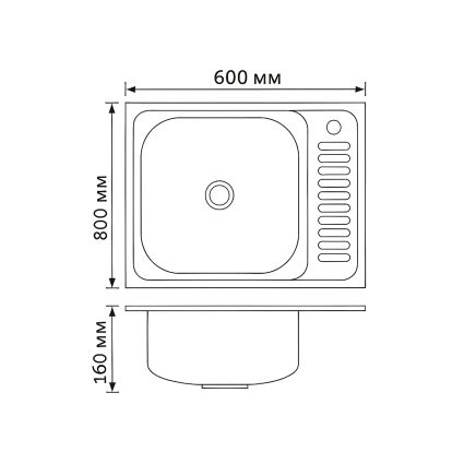 Кухонна мийка Brinex 6050-R 0,6 мм Satin (BRIN6050RSAT06) - 2