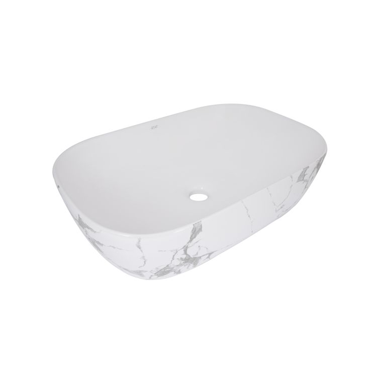 Раковина накладна Qtap Robin 600x390x150 мм, Marble, прямокутна, з донним клапаном QTROB188MR49788 - 1