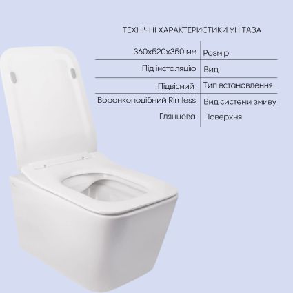 Комплект Qtap Crow 2 в 1: унитаз подвесной Rimless + биде подвесное - 3