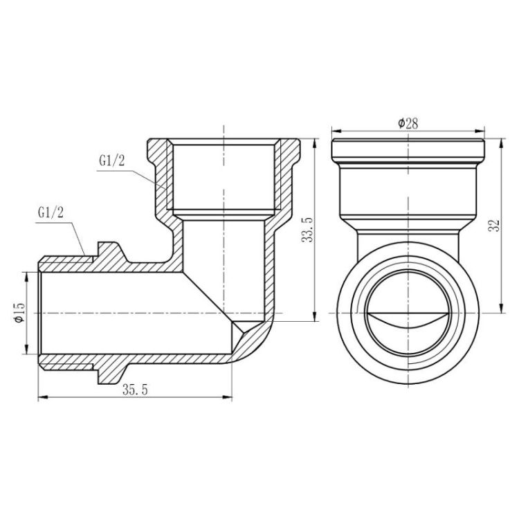 Уголок SD Forte 1/2&amp;quot; ВН хром - 2