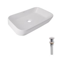 Комплект Qtap Scorpio: Раковина накладна 550x390x120 мм, White, прямокутна + Донний клапан Pop-up PU02