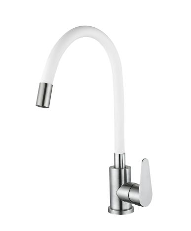 Змішувач для кухні Lidz Vida 04R-WFS, U-подібний гнучкий White (k35) - 1