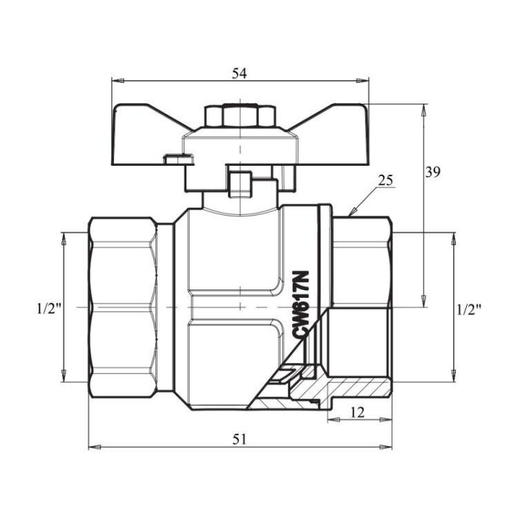 Кран кульовий Icma 1/2&amp;quot; прямої №349 - 2