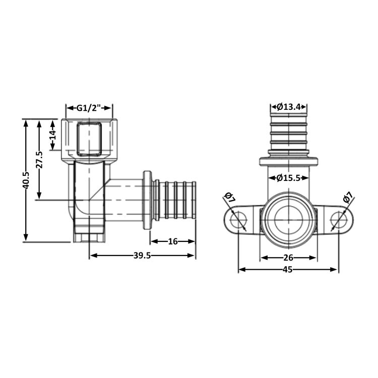 Кут натяжний Icma №1040 d16х2,2-1/2&amp;quot;В настінний 851040ADBO05 - 2