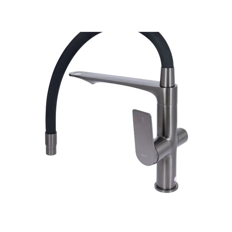 Змішувач д/кухонної мийки Vlasta QTVLA364GMB45649 Gun New з гнуч.вилив.з підключ.д/питної води Q-tap - 4