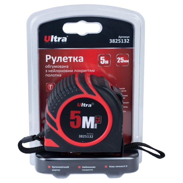 Рулетка обгумована з нейлоновим покриттям полотна 5м×25мм Ultra (3825132) - 8