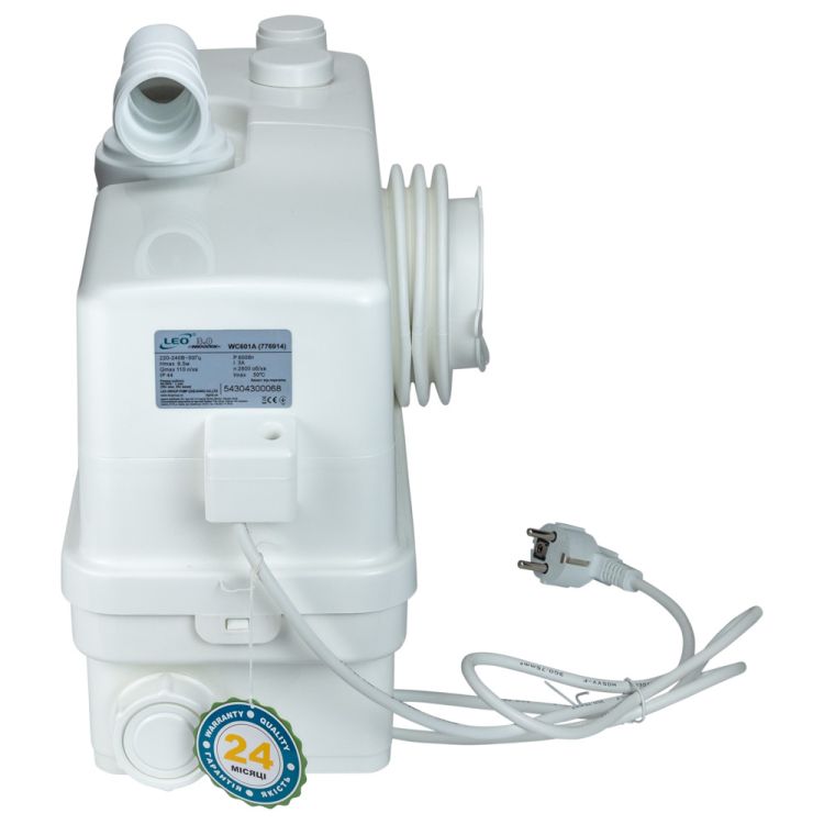 Каналізаційна станція 0.6 кВт Hmax 8.5 м Qmax 110л/хв 3 входи + фронтальний вхід 90мм LEO 3.0 (776914) - 5