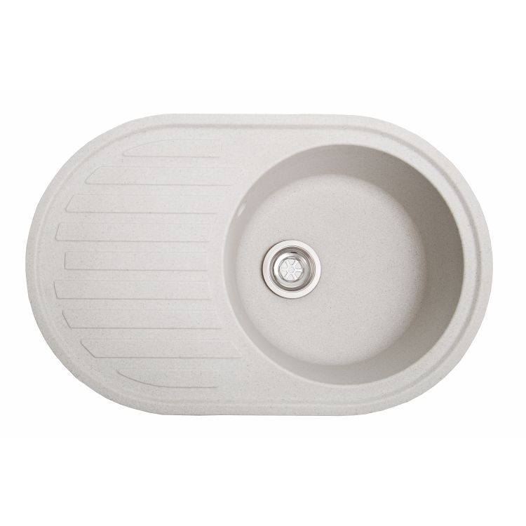 Мийка SOLID Elegant 770*500 біла зі штучного каменю, з сіфоном - 1