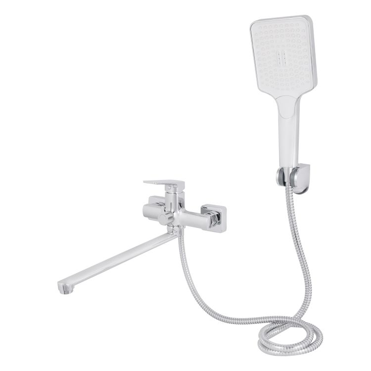 Змішувач для ванни Qtap Crow з довгим поворотним виливом та душовим гарнітуром QTCRO260CRM48647 Chrome - 3