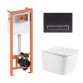Комплект: Qtap Crow Ultra Quiet унітаз підвісний QT05335171W + Nest комплект інсталяції 4в1 (лінійна клавіша Black mat) QT0133M425 + M08V1091MB - 1