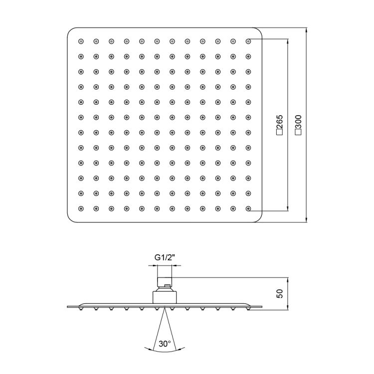 Лійка для верхнього душу Лейки Lidz Лейка 230 300x300 мм прямокутна LDNIA230NKS32453 Chrome - 2