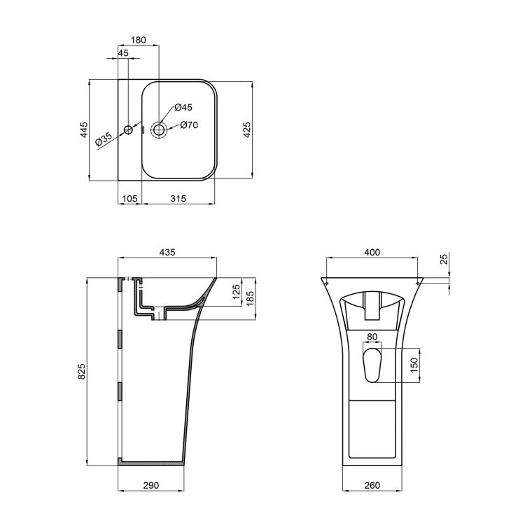Раковина напольная моноблок Qtap Crow 450x435x835 White QT0511G315WN - 2