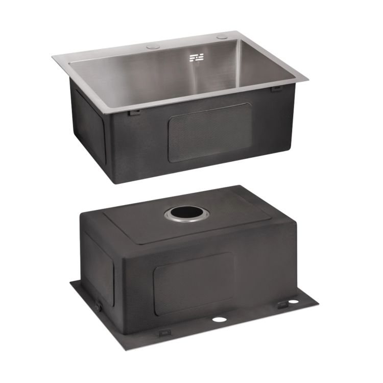 Акційний набір Lidz: мийка H5045 інтегрована Brushed Steel 3,0/1,0 мм + Змішувач Aria для кухні з гнучким виливом (k35) Grey - 4